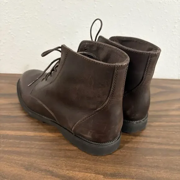 L.L. Bean Womens Brown Leather Lace Up Combat Boots Size 8.5 Wide Ankle Booties - Picture 7 of 15